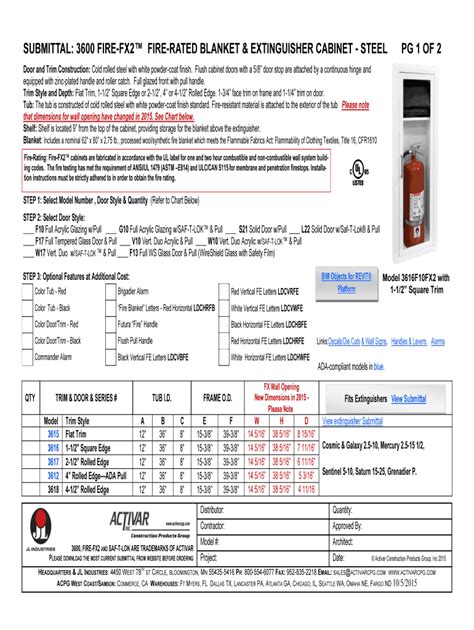 SUBMITTAL: AMBASSADOR™ STEEL FIRE FX2™ FIRE 